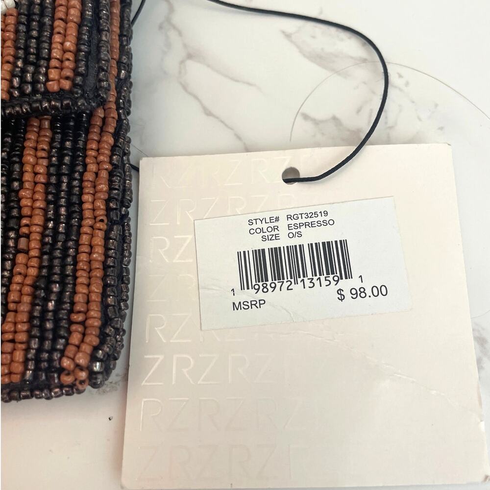 Rachel Zoe Espresso Martini Beaded Clutch, Pouch, Detachable Strap NWT - Picture 10 of 10